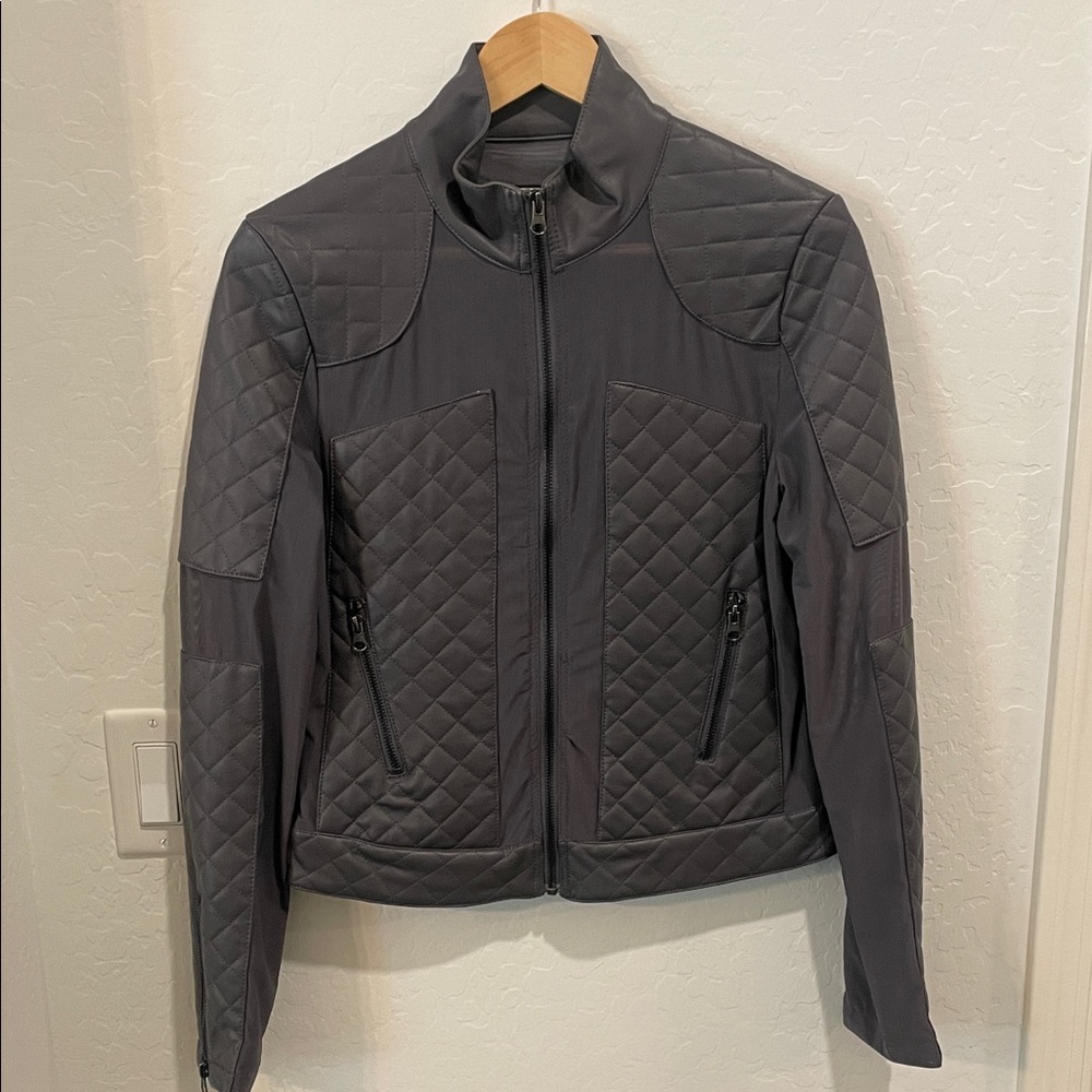 BKE Grey mesh pleather jacket